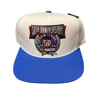 NOS NASCAR 50th Anniversary Checkered Flag Vintage Snapback Cap Hat - NWT racing